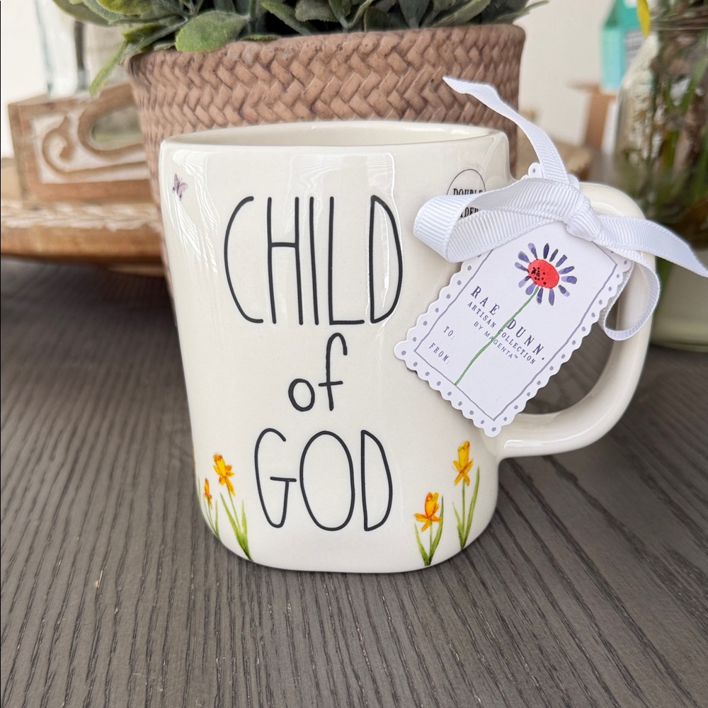 Rae Dunn Cream 'Child of God' Kids Mug with Floral Accents